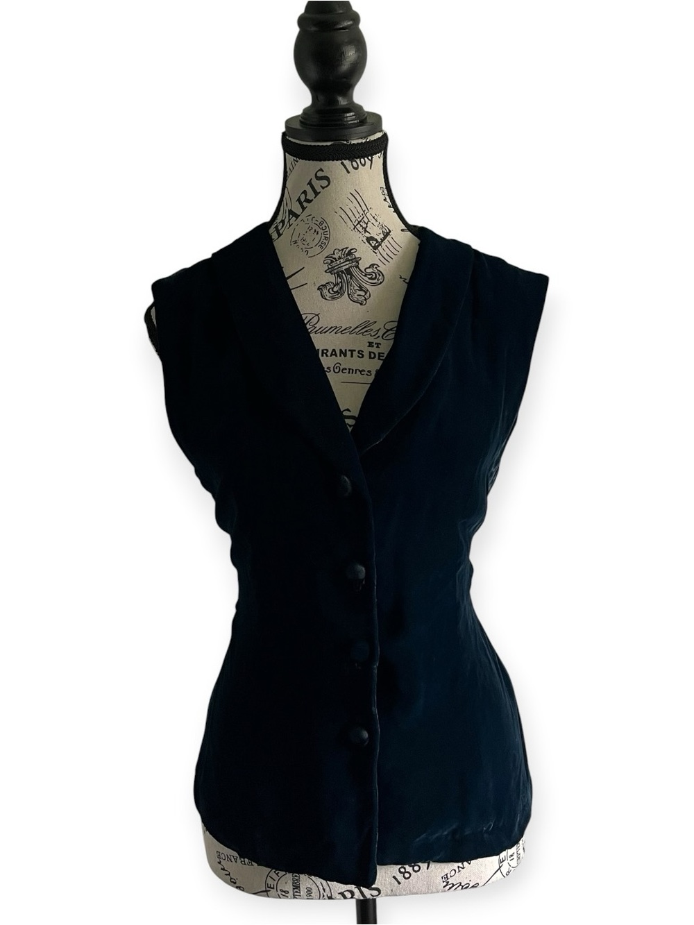 🇨🇦 Le Château Blue Velvet Paisley Back Tailored Vest Whimsigoth Dark Academia
